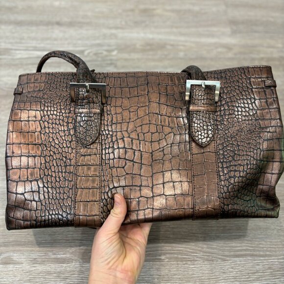 DANIER Brown crocodile leather shoulder purse bag - Picture 3 of 13